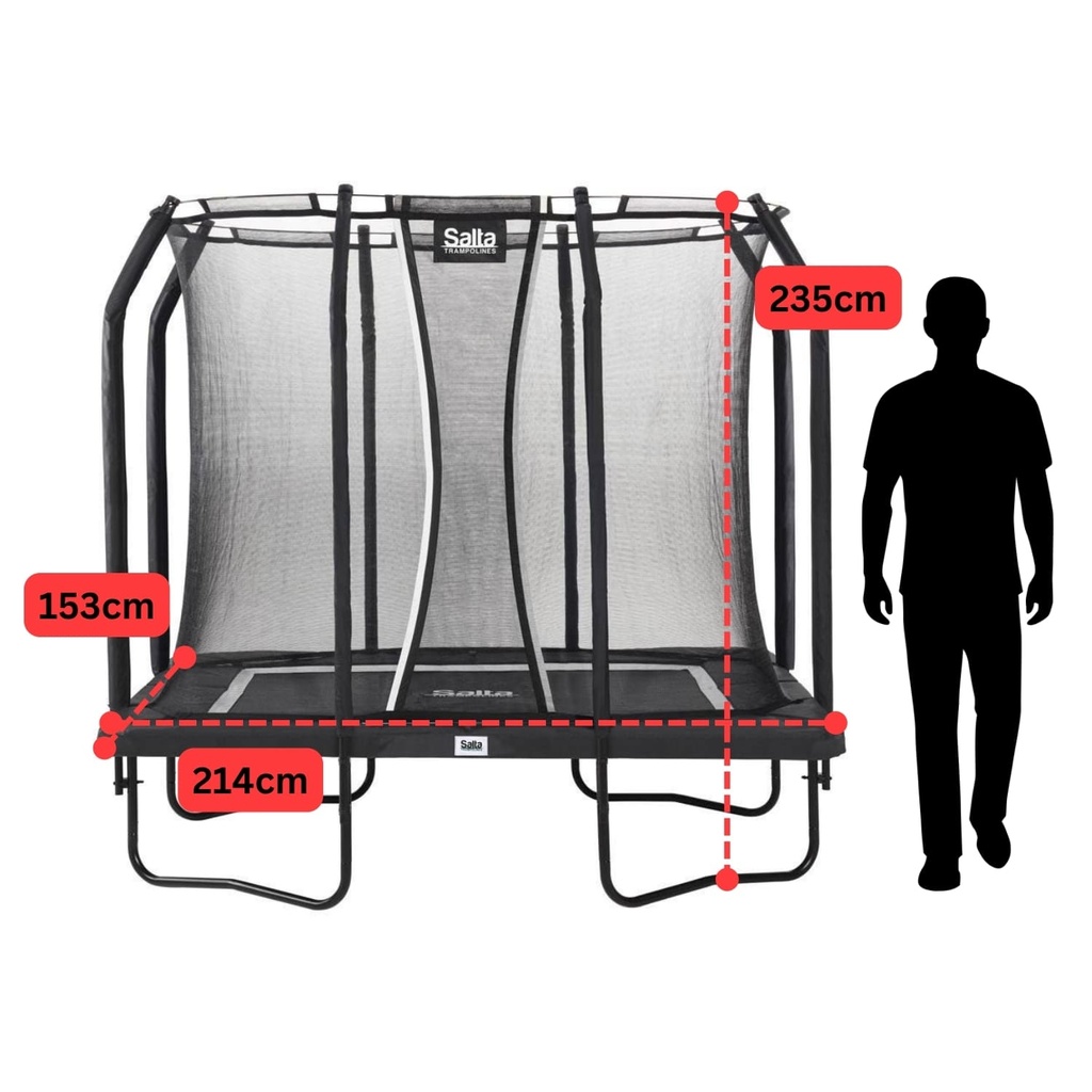 Black - 7ft x 5ft Salta Black Rectangular Premium Edition Trampoline with Enclosure - Photo 4