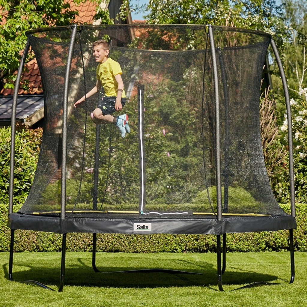 Black - 12ft Salta Black Round Comfort Edition Trampoline with Enclosure - Photo 2