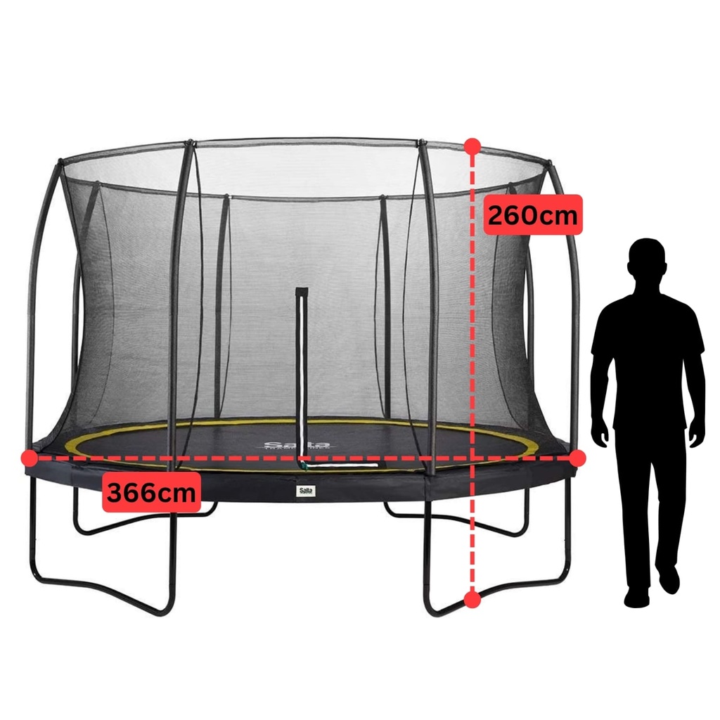 Black - 12ft Salta Black Round Comfort Edition Trampoline with Enclosure - Photo 4