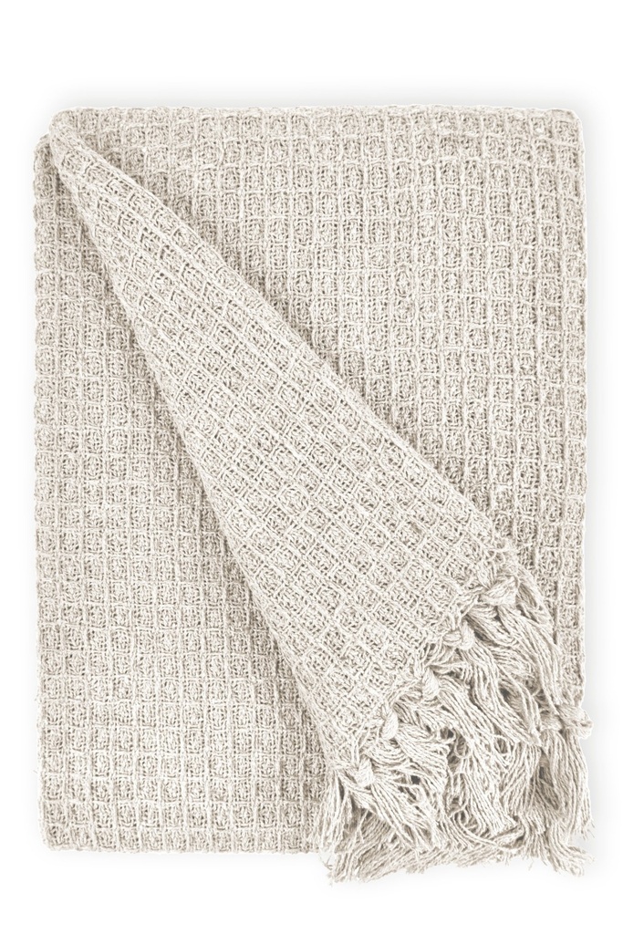 Waffle Recycled Cotton Throw in Ivory - Image 7