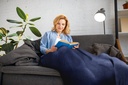 Waffle Recycled Cotton Throw in Navy - Image 3