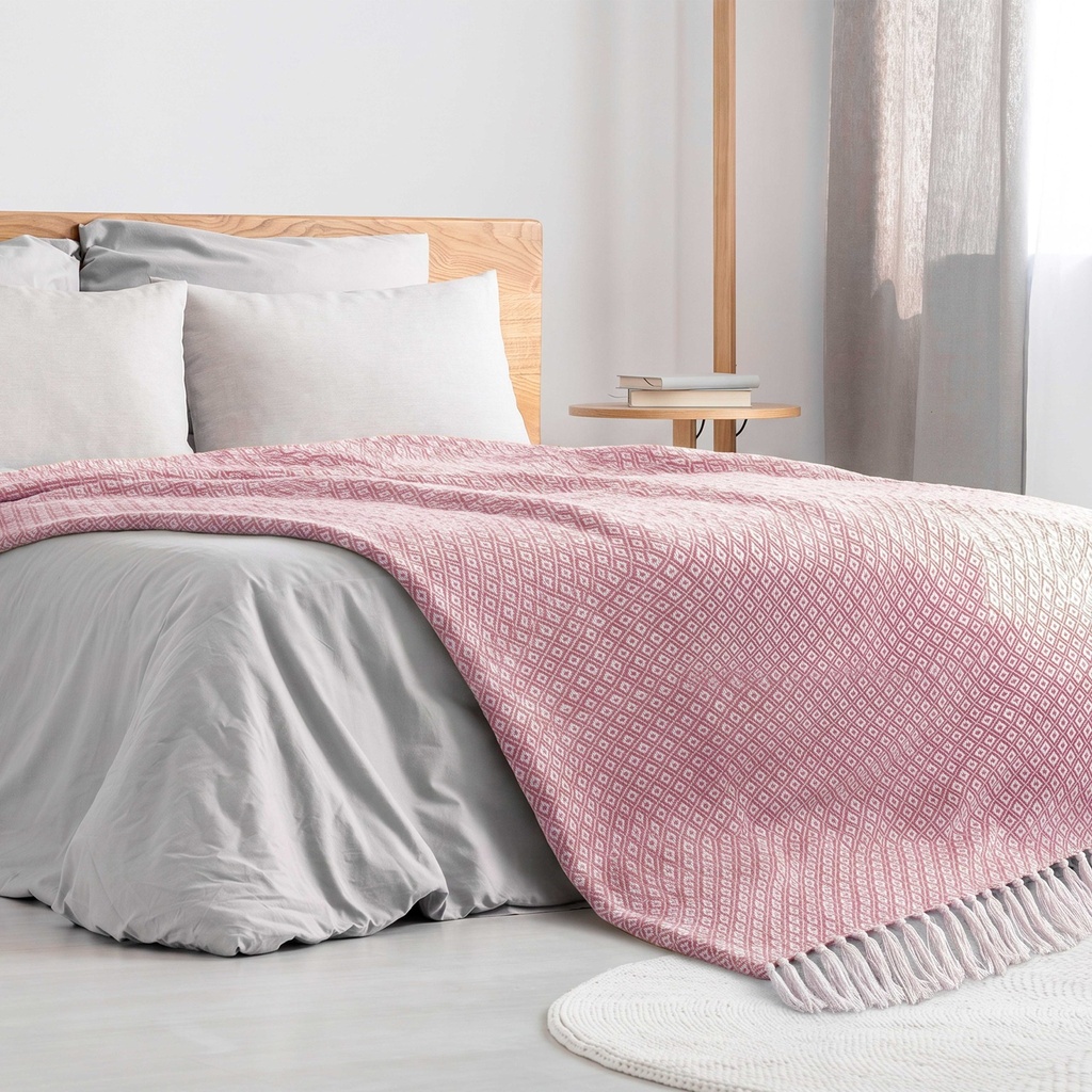 Stockholm Recycled Cotton Throw in Blush Pink - Image 4