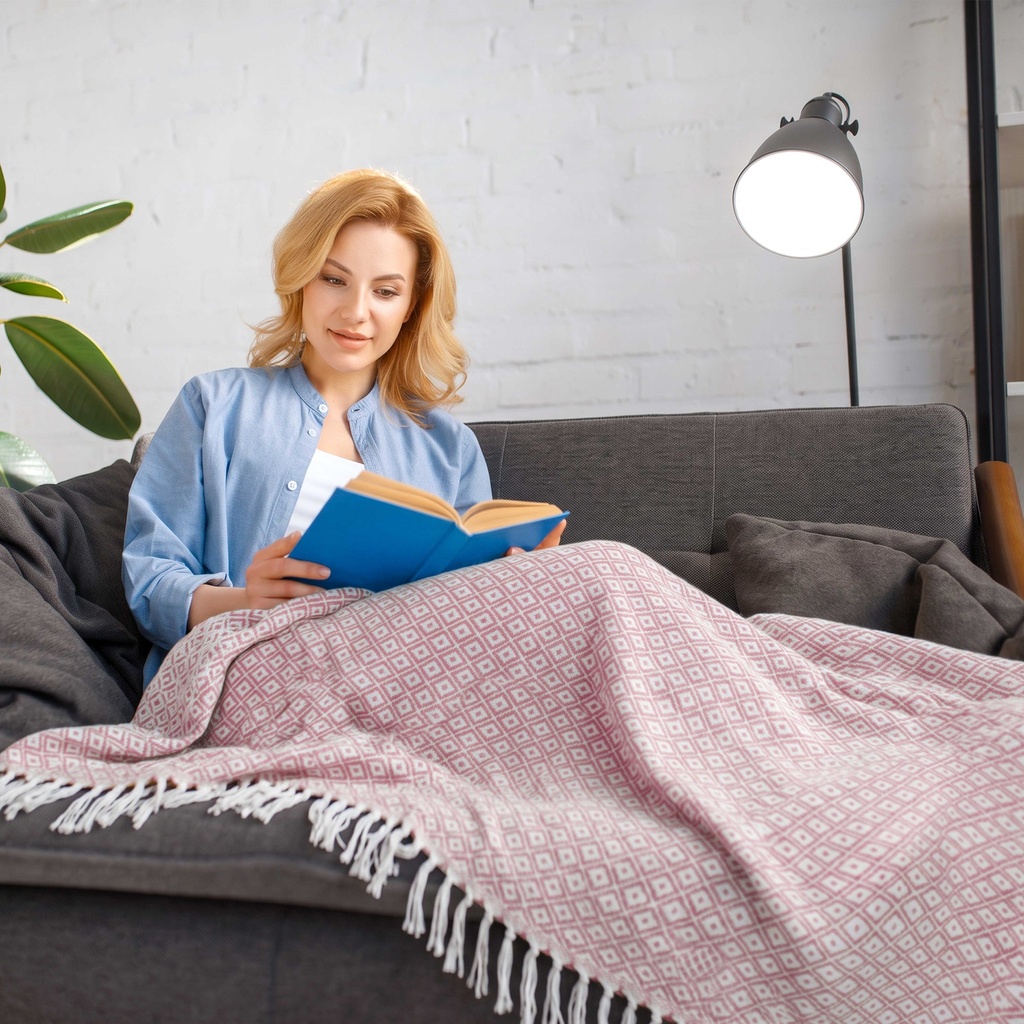 Stockholm Recycled Cotton Throw in Blush Pink - Image 6