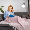 Stockholm Recycled Cotton Throw in Blush Pink - Image 6
