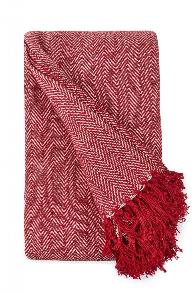Hartley Recycled Cotton Throw in Red - Image 2