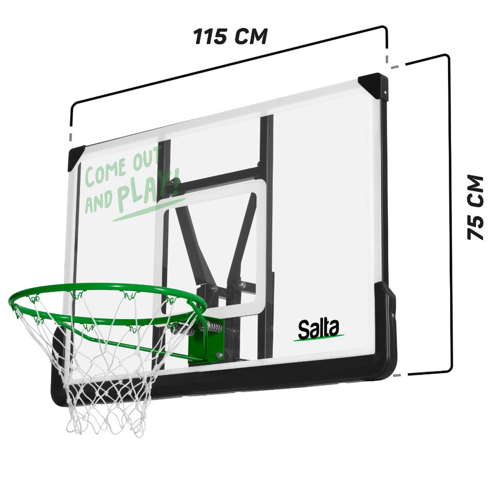 Black - Salta Centre Backboard Basketball Hoop (Wall Mounted) - Photo 2