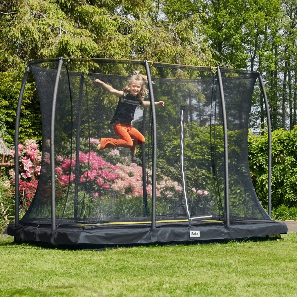Black - 7ft x 5ft Salta Black Rectangular Comfort Edition Inground Trampoline with Enclosure - Photo 2