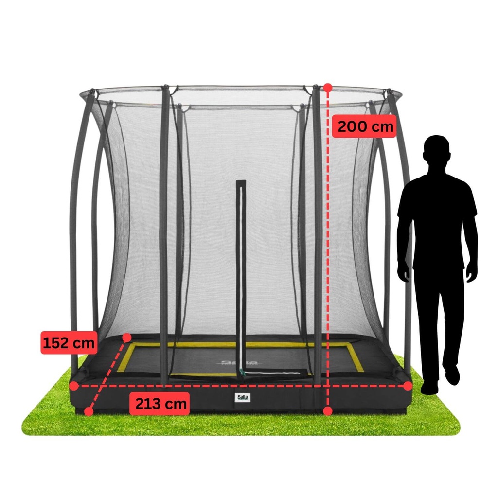 Black - 7ft x 5ft Salta Black Rectangular Comfort Edition Inground Trampoline with Enclosure - Photo 4
