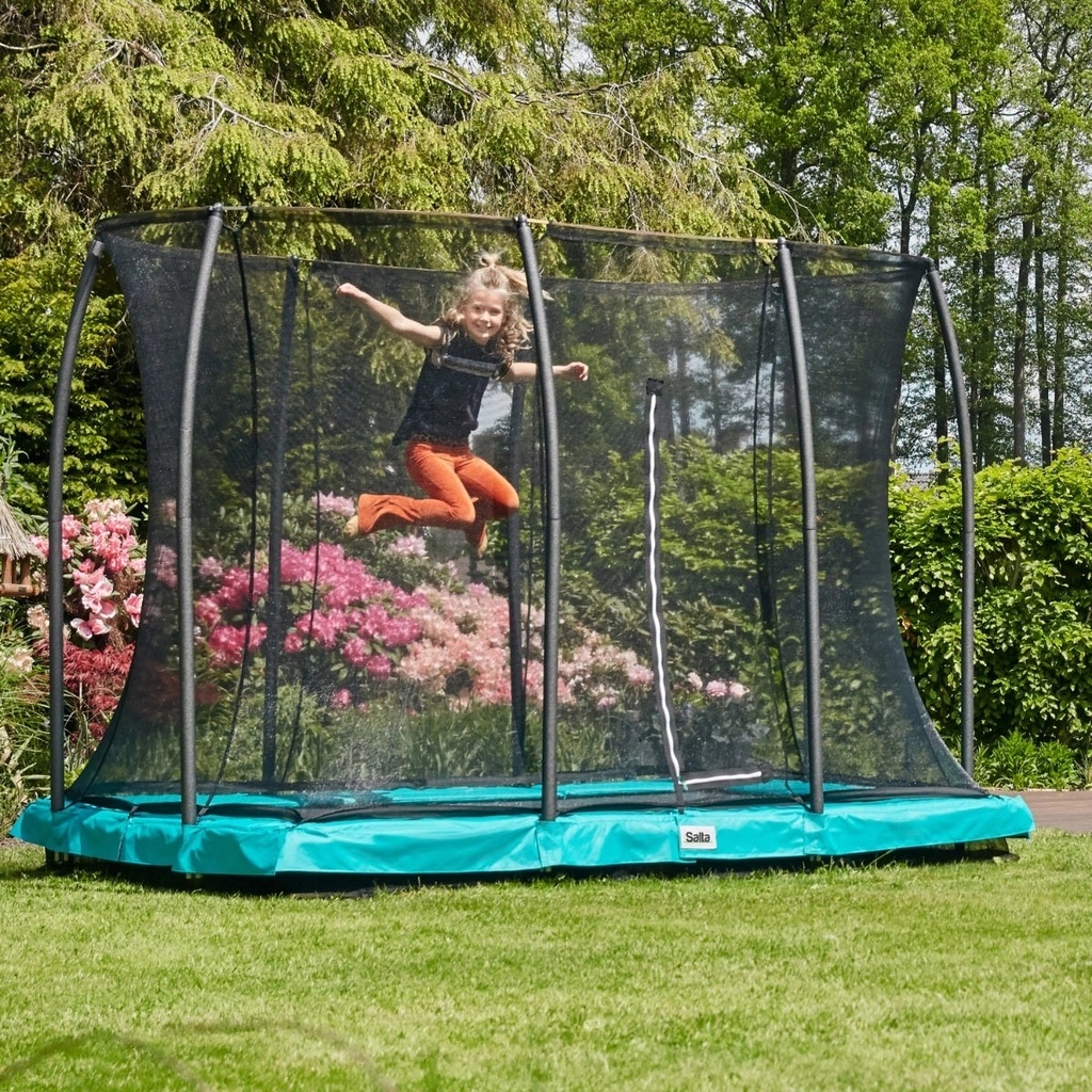 Green - 7ft x 5ft Salta Green Rectangular Comfort Edition Inground Trampoline with Enclosure - Photo 2