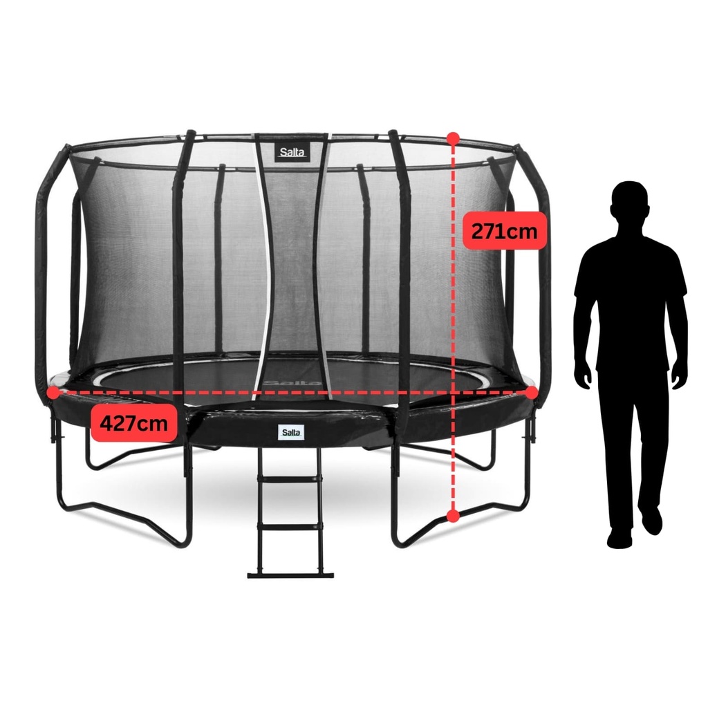 Black - 14ft Salta Black Round First Class Edition Trampoline with Enclosure - Photo 4