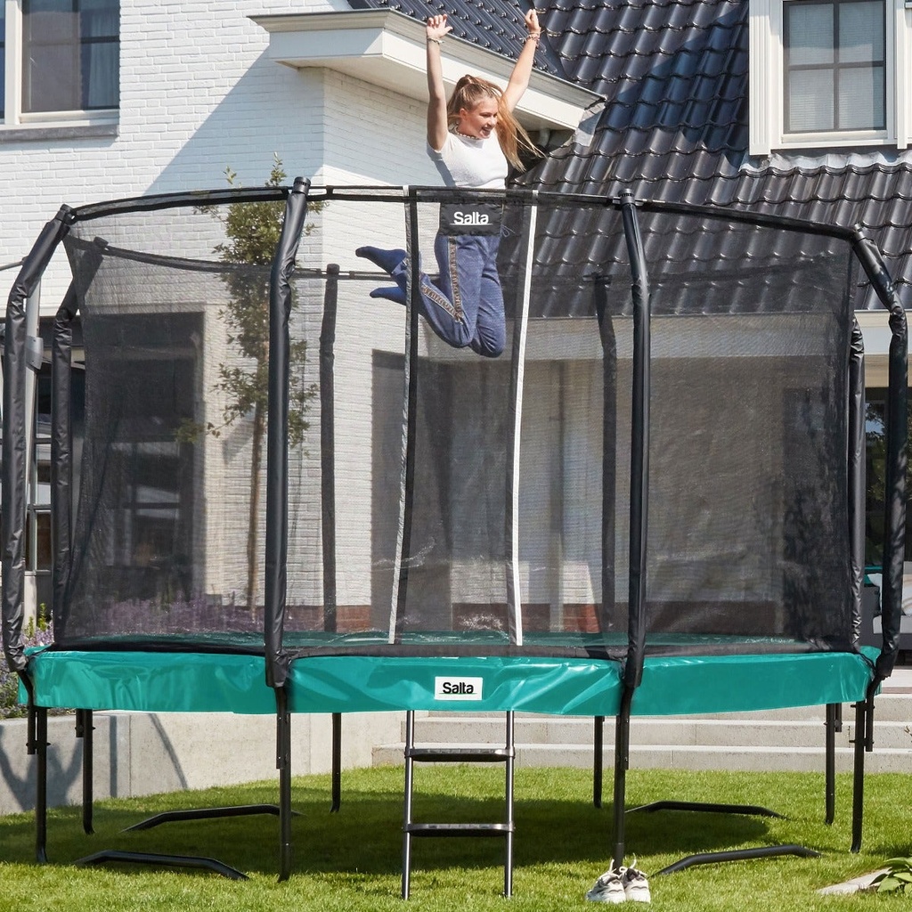 Green - 14ft Salta Green Round First Class Edition Trampoline with Enclosure - Photo 2