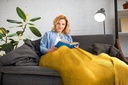 Waffle Recycled Cotton Throw in Ochre - Image 3