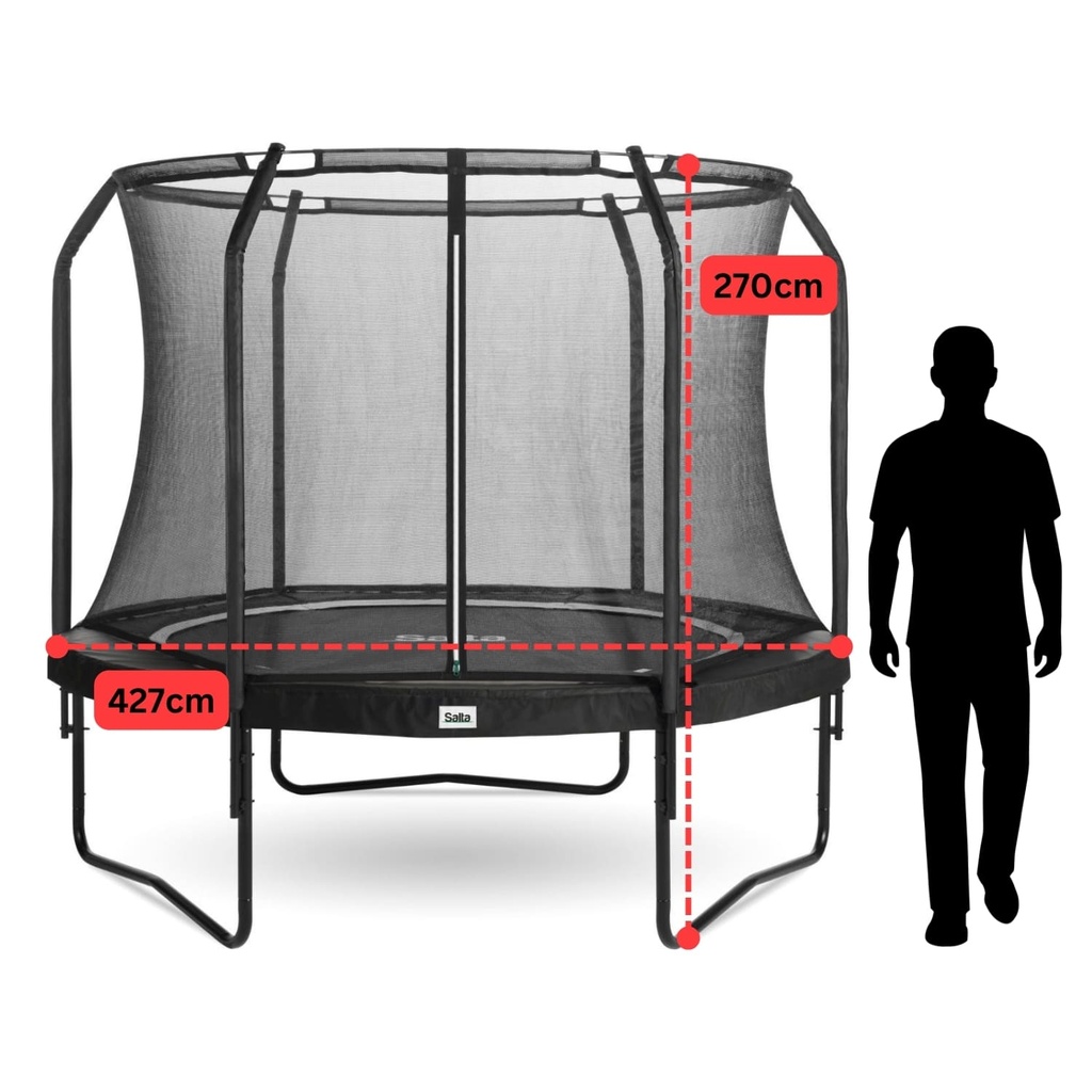 Black - 14ft Salta Black Round Premium Edition Trampoline with Enclosure - Photo 4