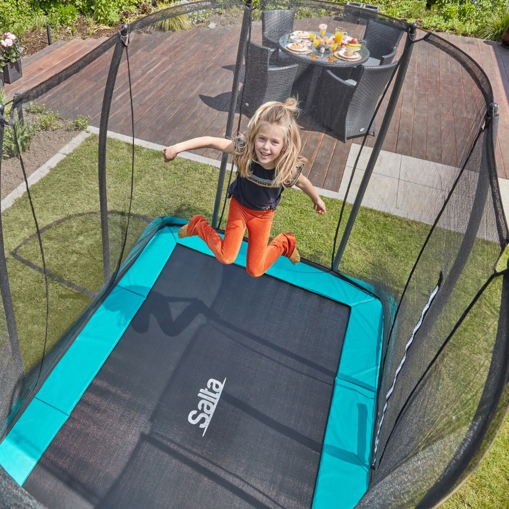 Green - 12ft x 8ft Salta Green Rectangular Comfort Edition Inground Trampoline with Enclosure - Photo 7