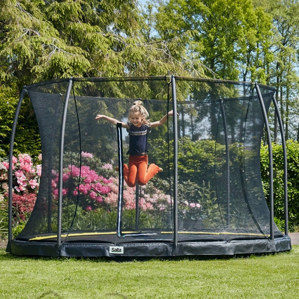 Black - 10ft Salta Black Comfort Edition InGround Round Trampoline with Enclosure - Photo 2