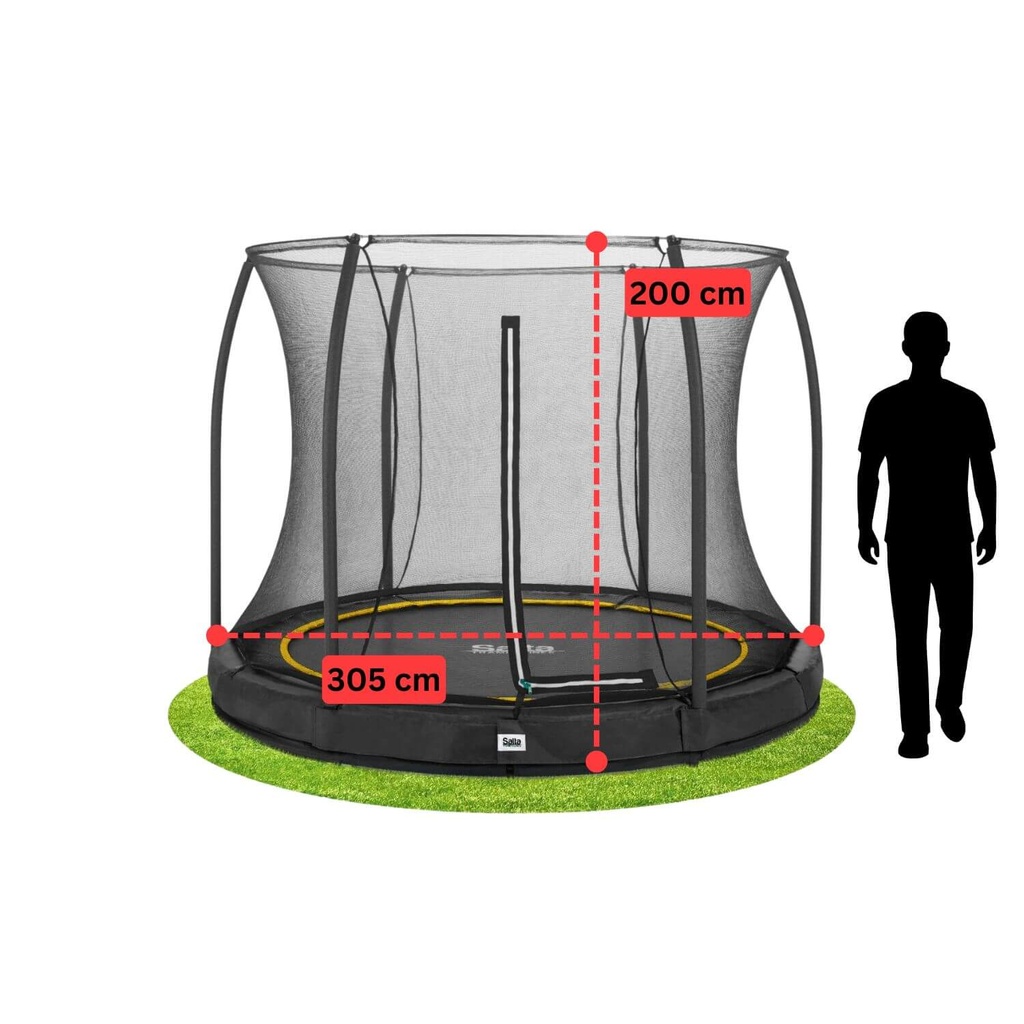 Black - 10ft Salta Black Comfort Edition InGround Round Trampoline with Enclosure - Photo 4
