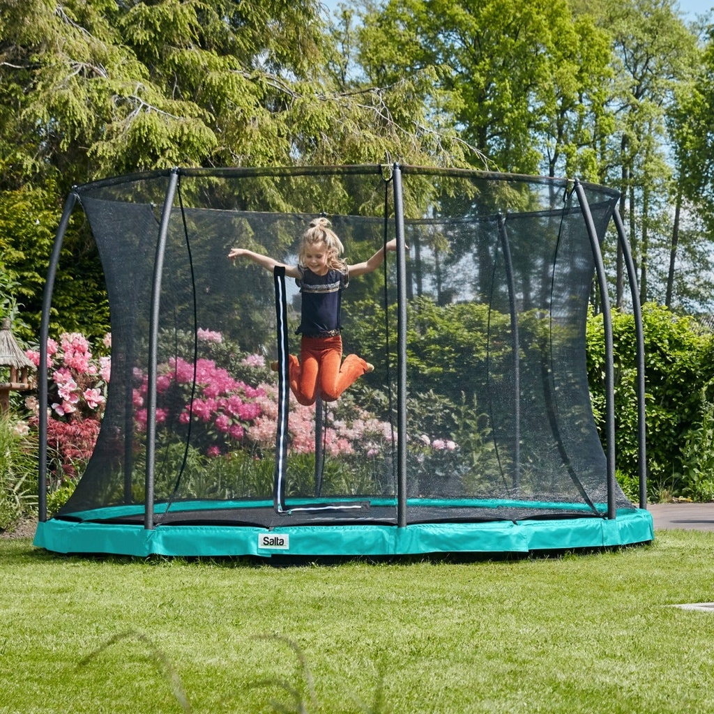 Green - 10ft Salta Green Comfort Edition InGround Round Trampoline with Enclosure - Photo 2