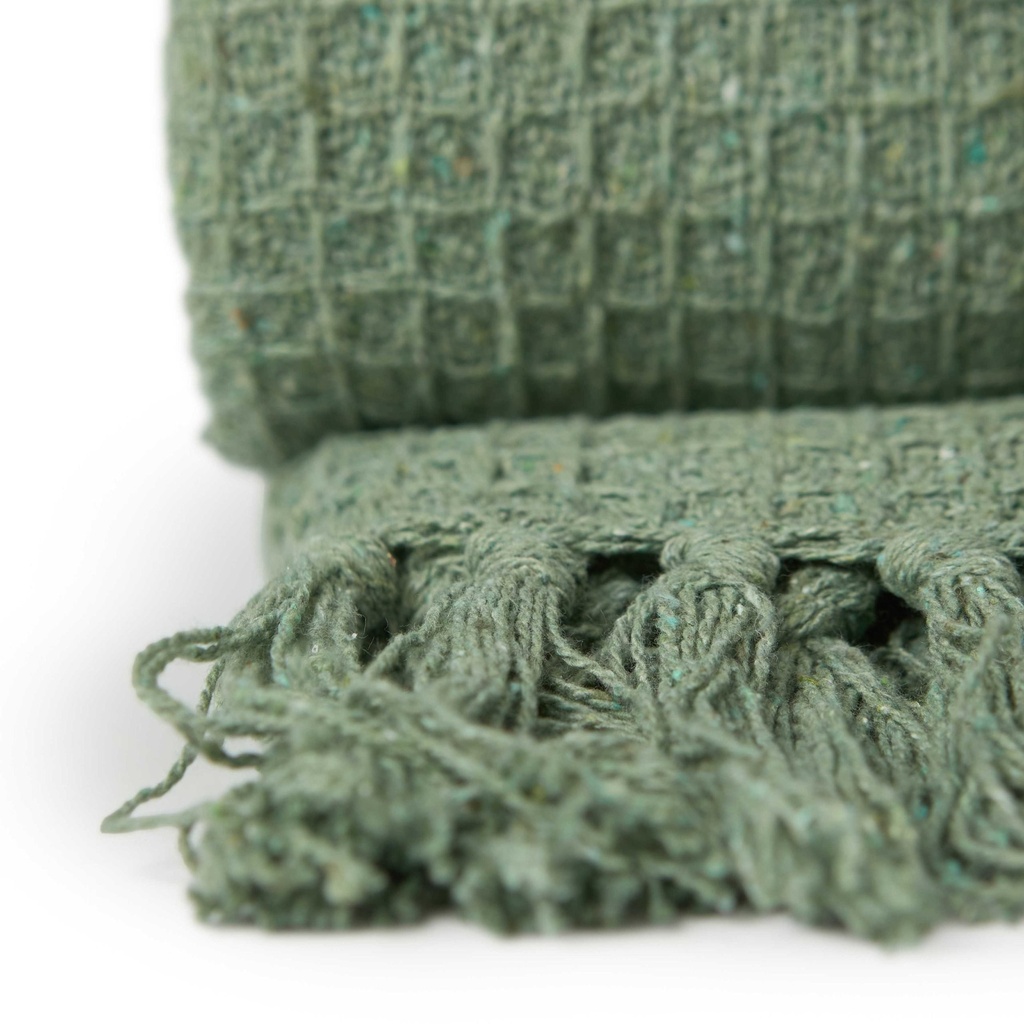 Waffle Recycled Cotton Throw in Pistachio - Image 2