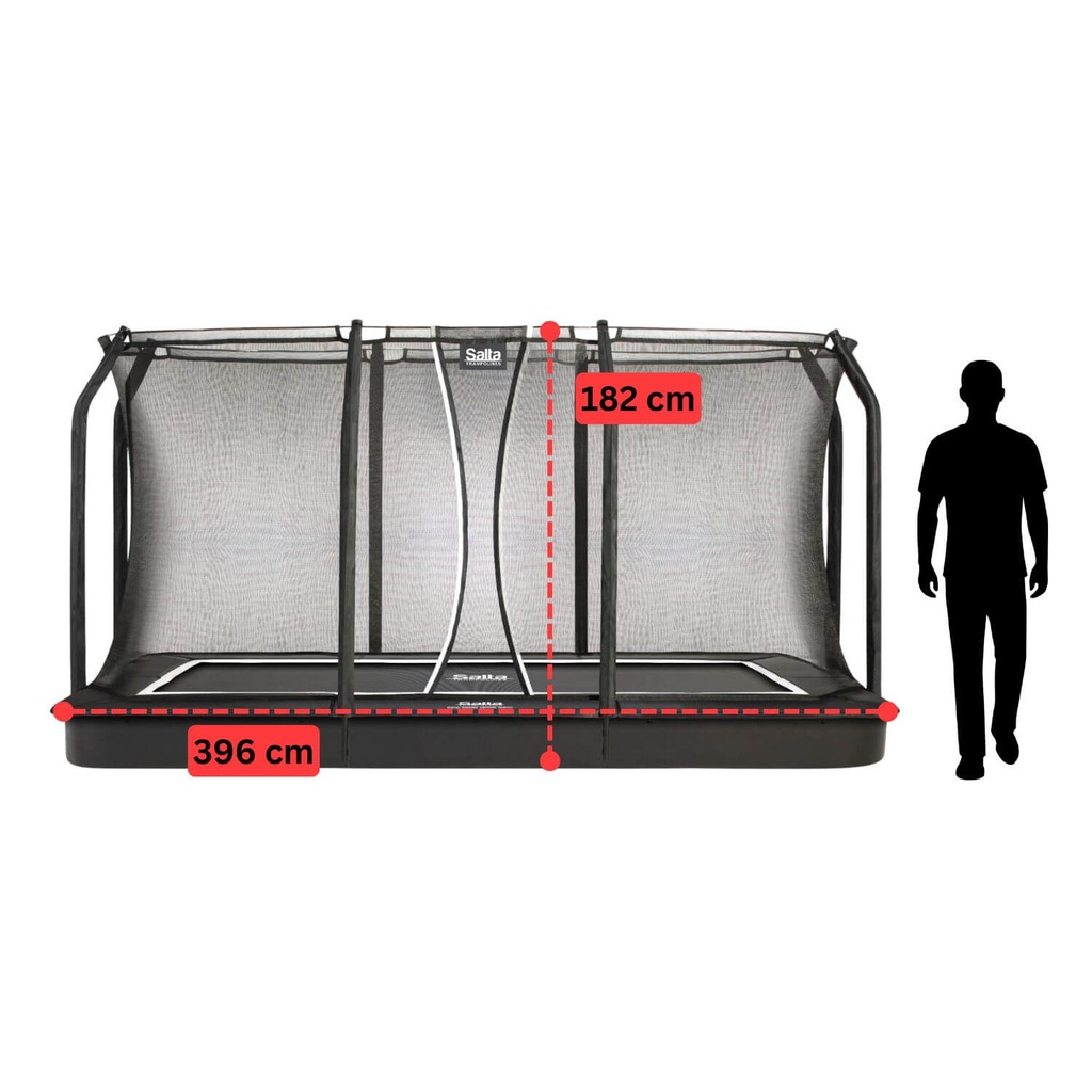 Black - 13ft x 8ft Salta Black Royal Baseground Rectangular Trampoline with Enclosure - Photo 4
