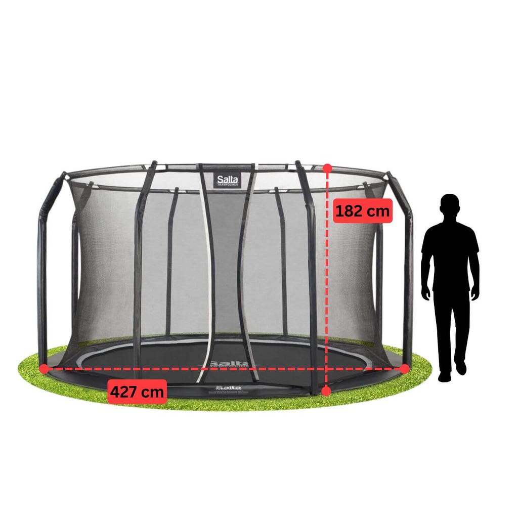 Black - 14ft Salta Royal Baseground Black Round Trampoline with Enclosure - Photo 4