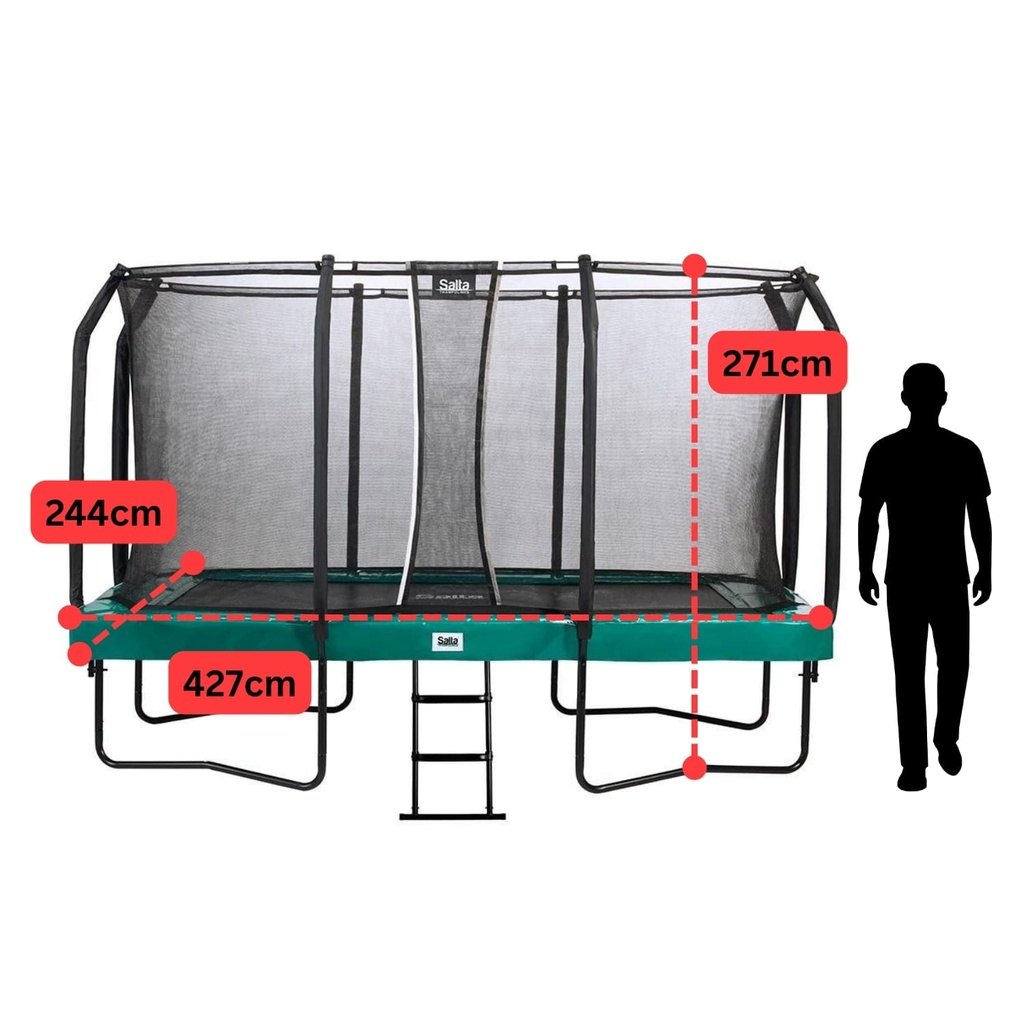 Green - 14ft x 8ft Salta Green Rectangular First Class Trampoline with Enclosure - Photo 4