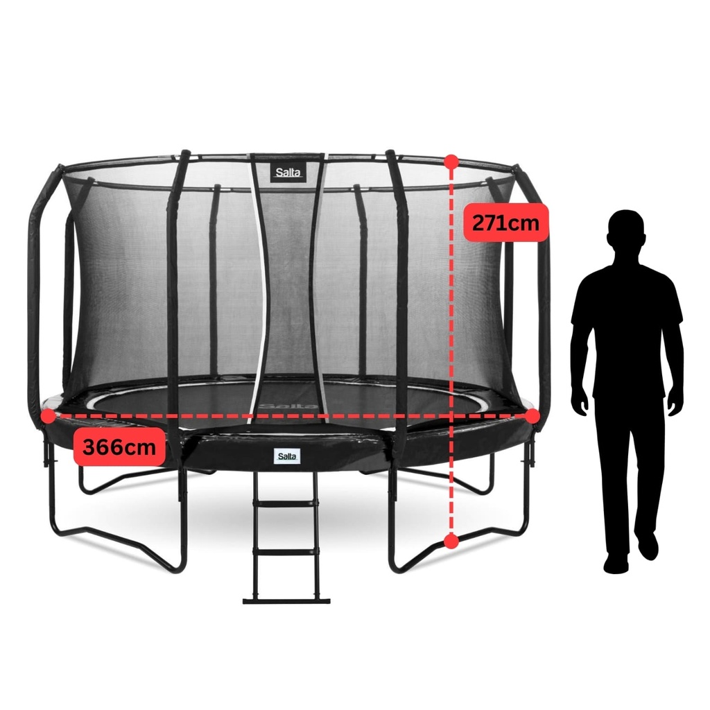 Black - 12ft Salta Black Round First Class Edition Trampoline with Enclosure - Photo 4