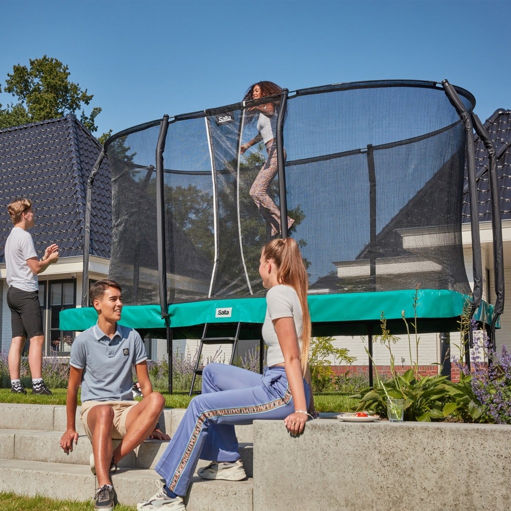 Green - 12ft x 7ft Salta Green Rectangular First Class Trampoline with Enclosure - Photo 2