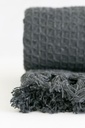 Waffle Recycled Cotton Throw in Charcoal - Image 2