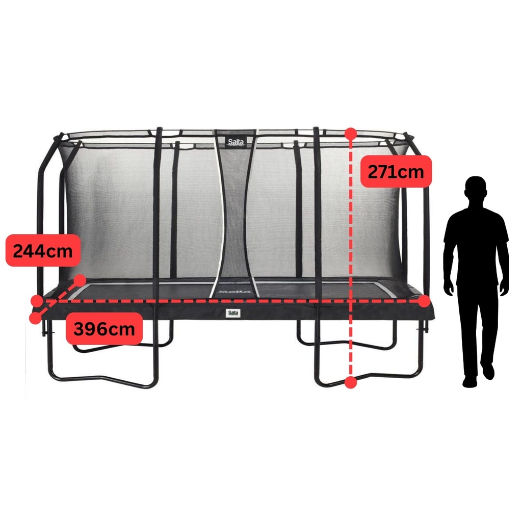 Black - 13ft x 8ft Salta Black Rectangular Premium Edition Trampoline with Enclosure - Photo 4