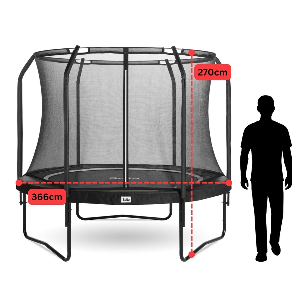 Black - 12ft Salta Black Round Premium Edition Trampoline with Enclosure - Photo 4