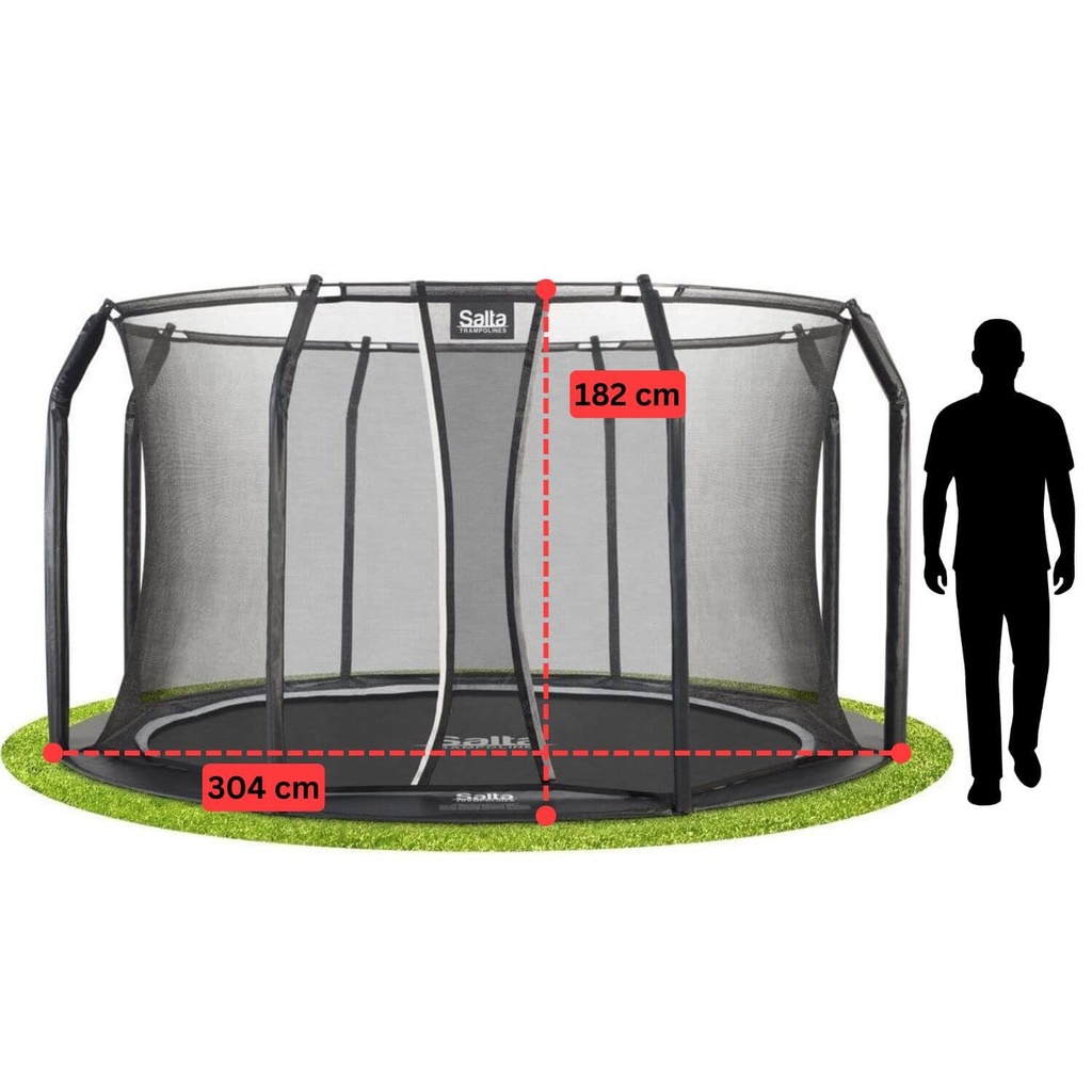 Black - 10ft Salta Black Royal Baseground Round Trampoline with Enclosure - Photo 4