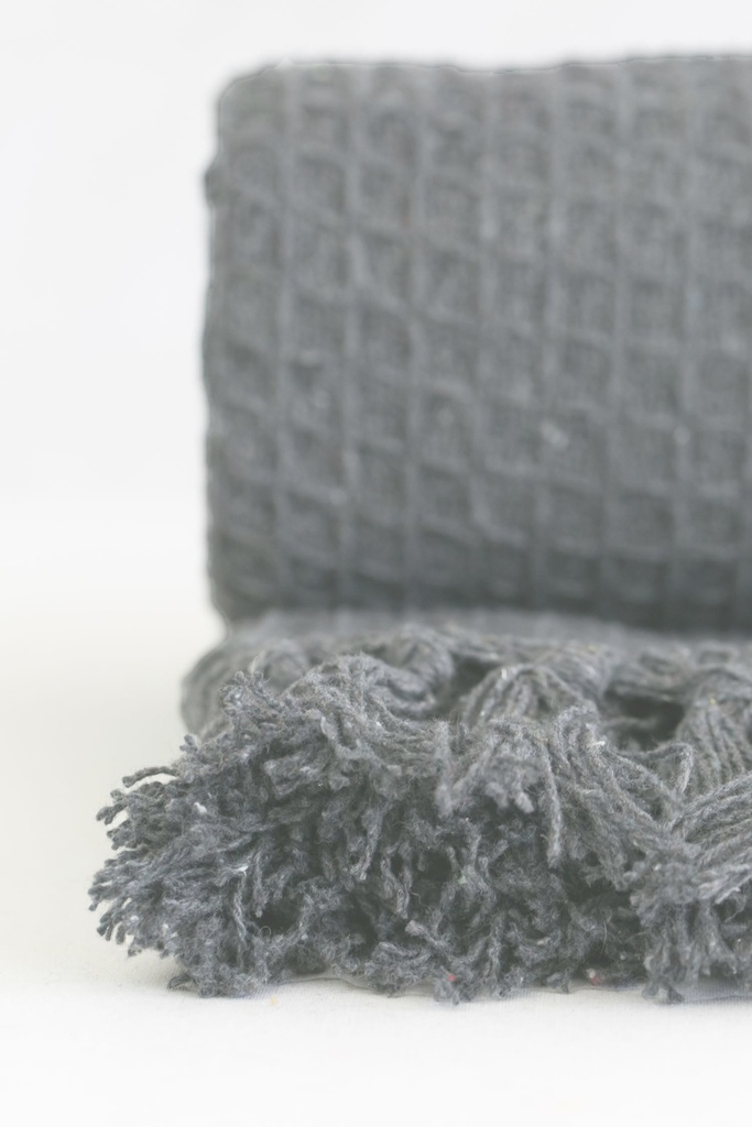 Waffle Recycled Cotton Throw in Silver - Image 2