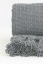 Waffle Recycled Cotton Throw in Silver - Image 2