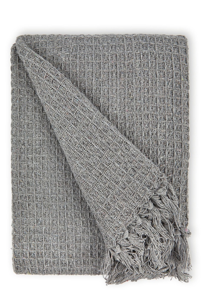 Waffle Recycled Cotton Throw in Silver - Image 7