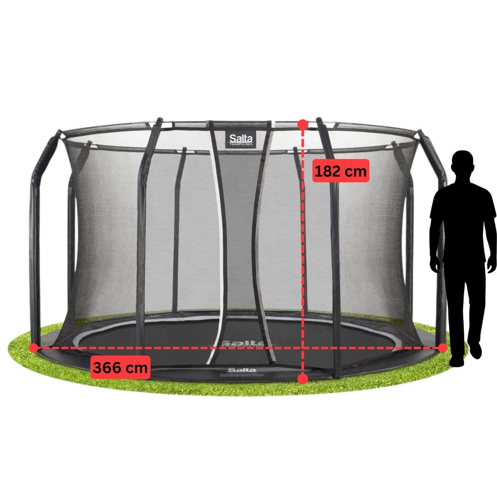 Black - 12ft Salta Royal Baseground Black Round Trampoline with Enclosure - Photo 4