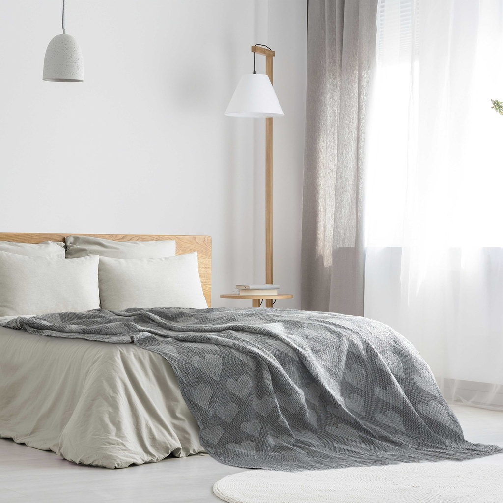 Love Collection - Recycled Cotton Throw in Grey - Image 4