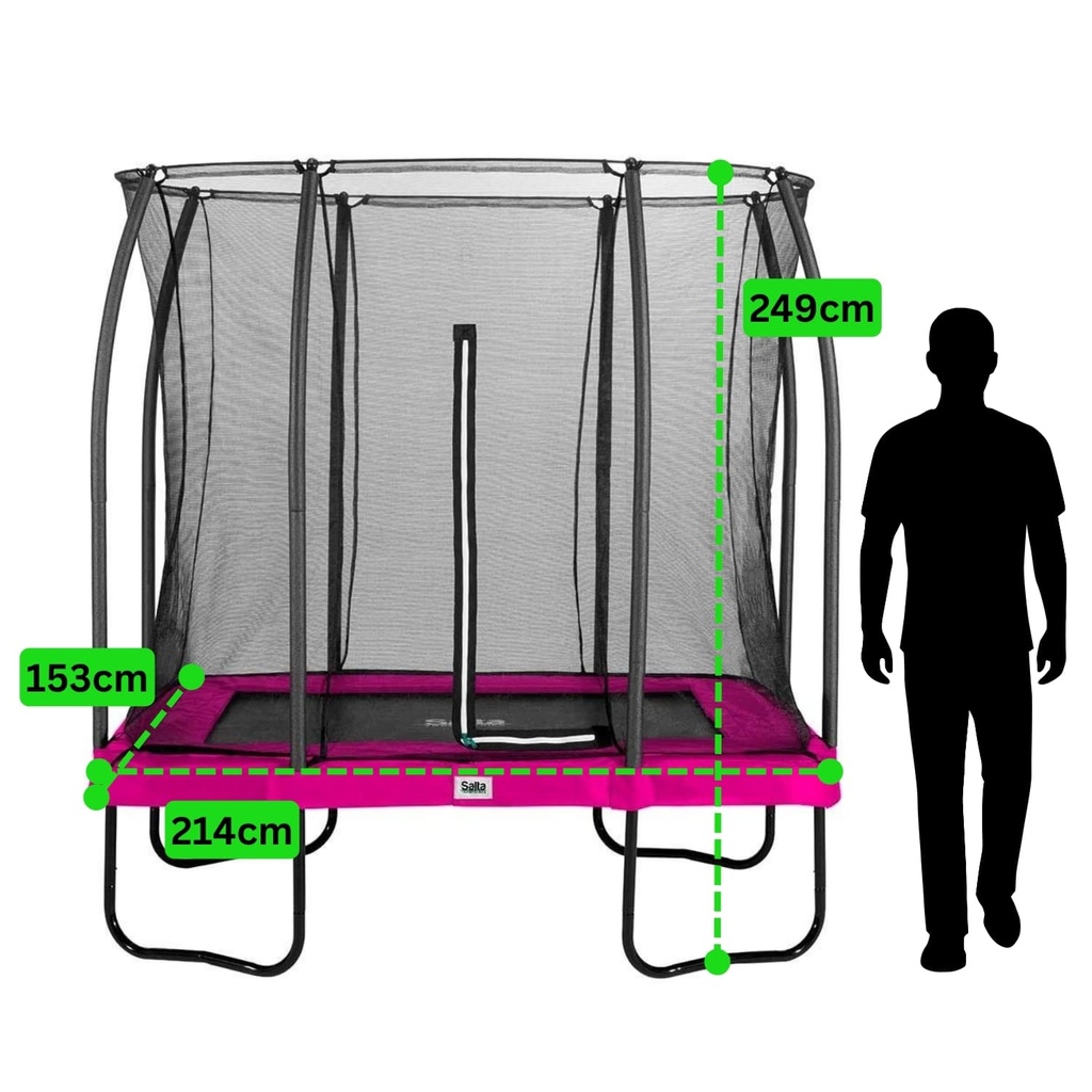 Pink - 7ft x 5ft Salta Pink Rectangular Comfort Edition Trampoline with Enclosure - Photo 4