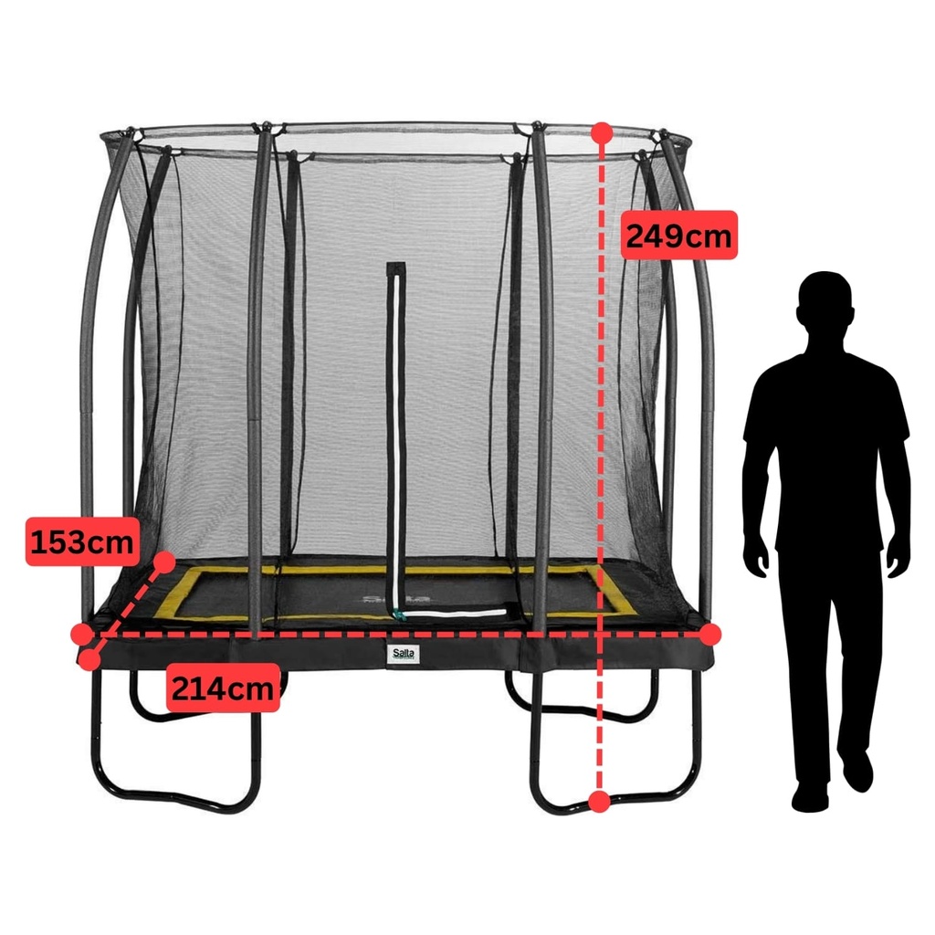 Black - 7ft x 5ft Salta Black Rectangular Comfort Edition Trampoline with Enclosure - Photo 4