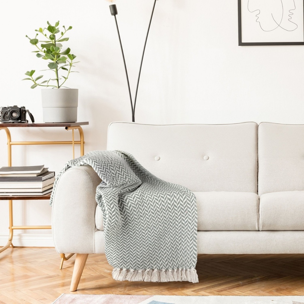 Chevron - Recycled Cotton Throw in Silver - Image 5