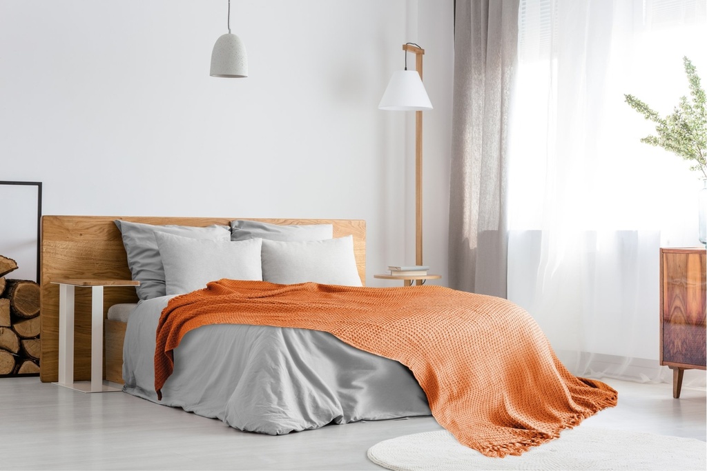 Waffle Recycled Cotton Throw in Orange - Image 4