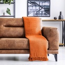 Waffle Recycled Cotton Throw in Orange - Image 5