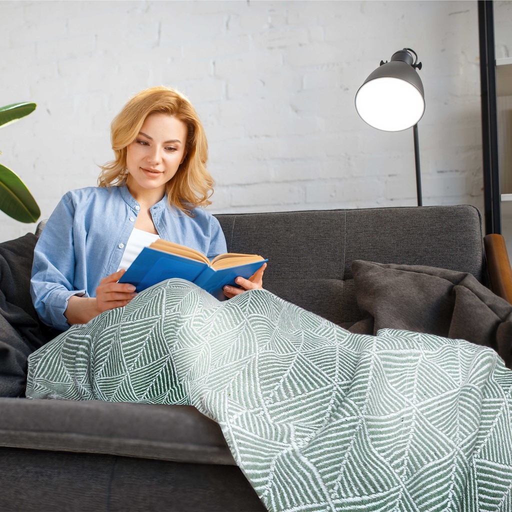 Geo Diamond - Recycled Cotton Throw in Pistachio - Image 3
