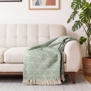 Geo Diamond - Recycled Cotton Throw in Pistachio - Image 4