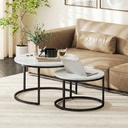 HOMCOM Marble-Effect Stacking Tables Set of 2 - White - Photo 2