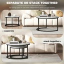 HOMCOM Marble-Effect Stacking Tables Set of 2 - White - Photo 5