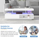 LED Coffee Table with 2 Drawer Storage, White - Photo 5