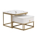 Set of 2 Nesting Coffee Table with High Gloss Top, White - Photo 2