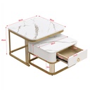 Set of 2 Nesting Coffee Table with High Gloss Top, White - Photo 3