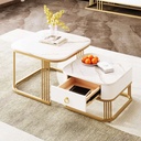 Set of 2 Nesting Coffee Table with High Gloss Top, White - Photo 4