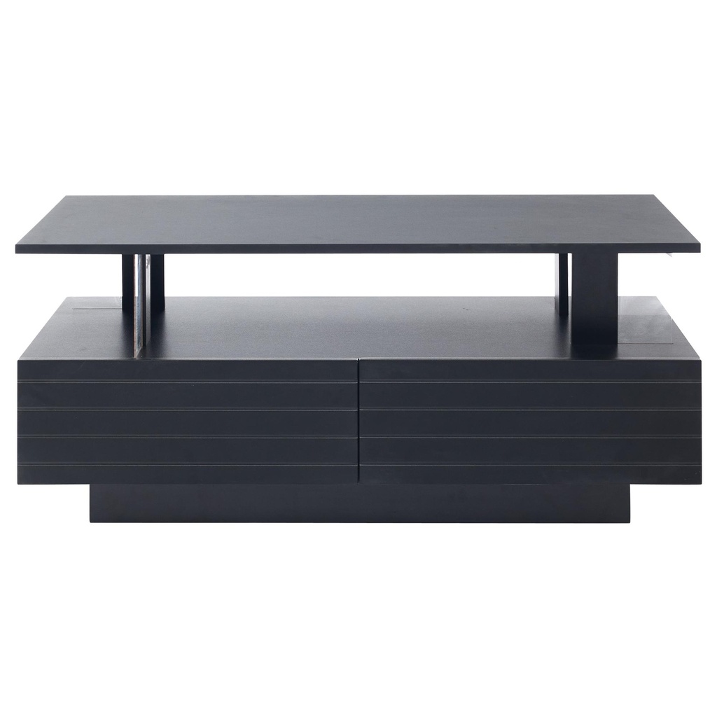 Modern Coffee Table with App-Controlled LED, Black - Photo 2